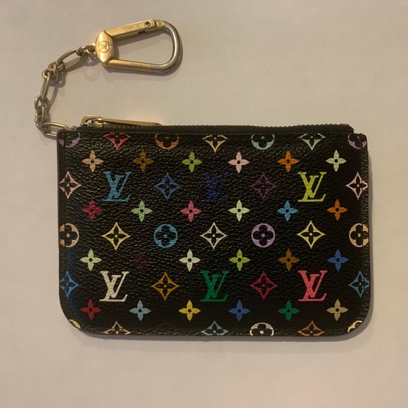 Aesthetic keys and key chain with Louis Vuitton key pouch, puff